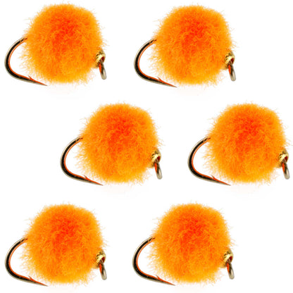 The Fly Fishing Place Bead Head Hot Orange Egg Fly Fishing Flies - 6 Flies Hook Size 16