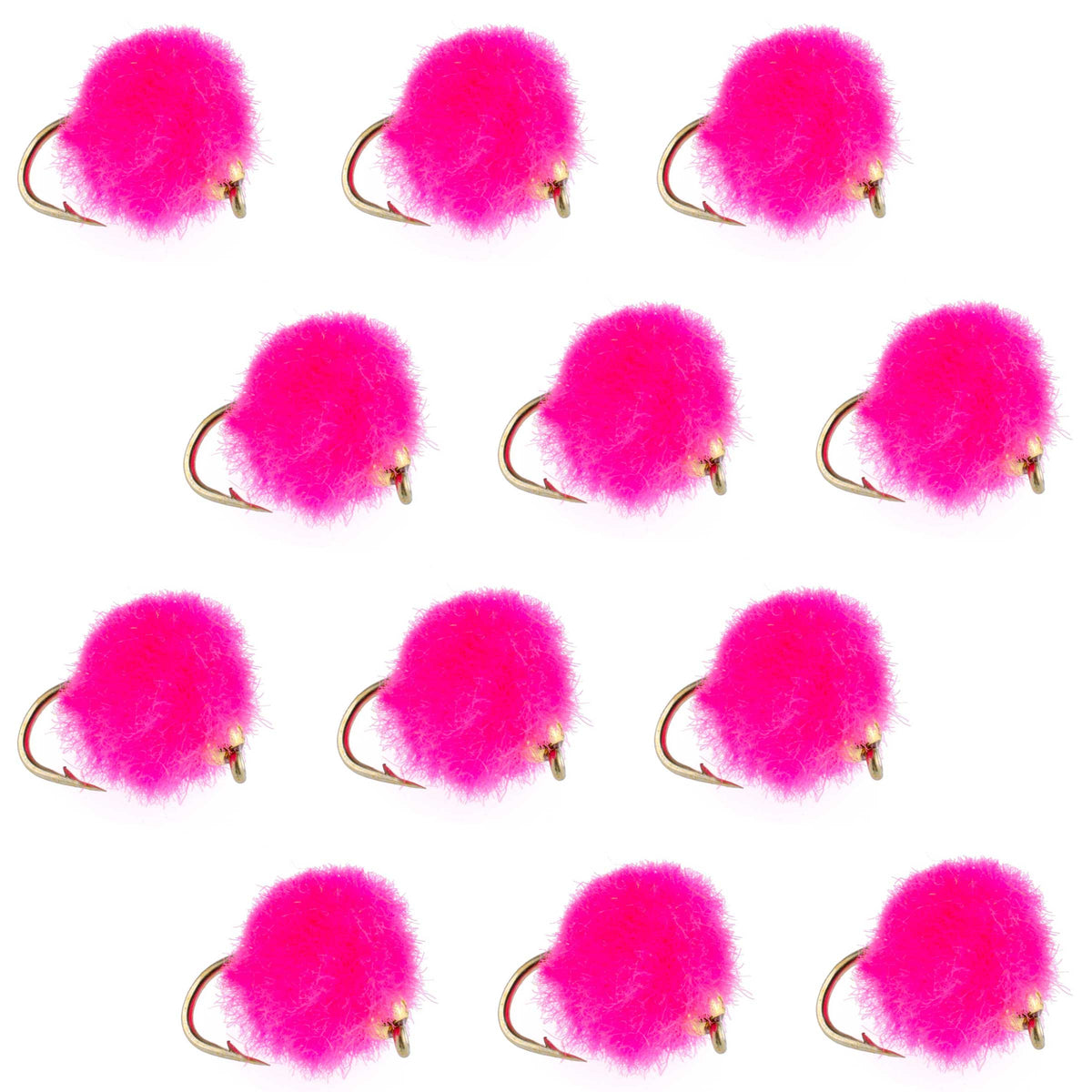 The Fly Fishing Place Bead Head Hot Pink Egg Fly Fishing Flies - 1 Dozen Flies Hook Size 16