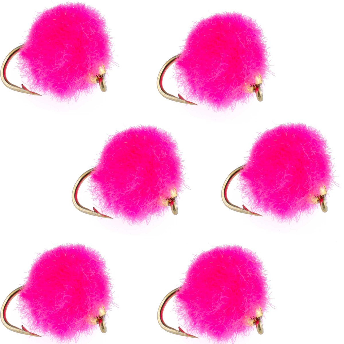 The Fly Fishing Place Bead Head Hot Pink Egg Fly Fishing Flies - 6 Flies Hook Size 16
