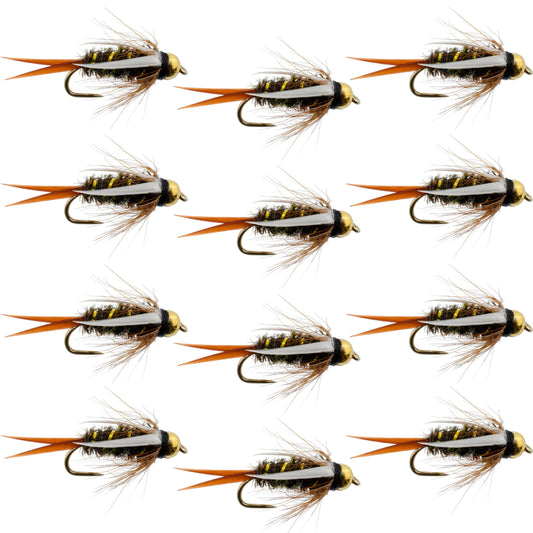 The Fly Fishing Place Barbless Bead Head Prince Nymph Fly Fishing Flies - 1 Dozen Flies Hook Size 16
