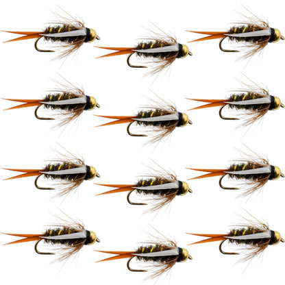 The Fly Fishing Place Barbless Bead Head Prince Nymph Fly Fishing Flies - 1 Dozen Flies Hook Size 14