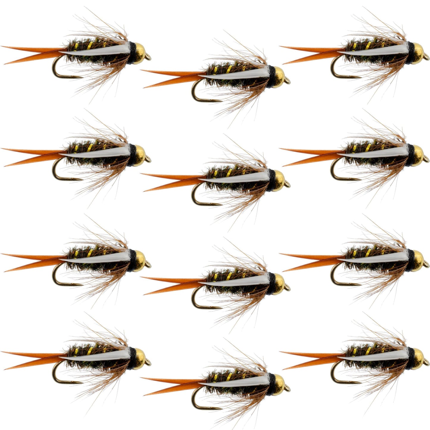 The Fly Fishing Place Barbless Bead Head Prince Nymph Fly Fishing Flies - 1 Dozen Flies Hook Size 10
