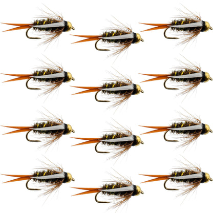 The Fly Fishing Place Barbless Bead Head Prince Nymph Fly Fishing Flies - 1 Dozen Flies Hook Size 10