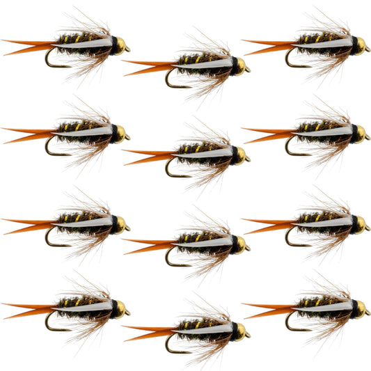 The Fly Fishing Place Barbless Bead Head Prince Nymph Fly Fishing Flies - 1 Dozen Flies Hook Size 10