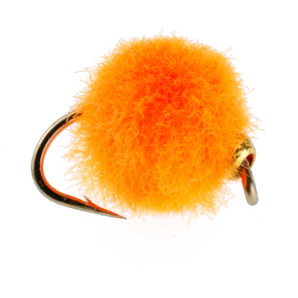 The Fly Fishing Place Bead Head Hot Orange Egg Fly Fishing Flies - 1 Dozen Flies Hook Size 16
