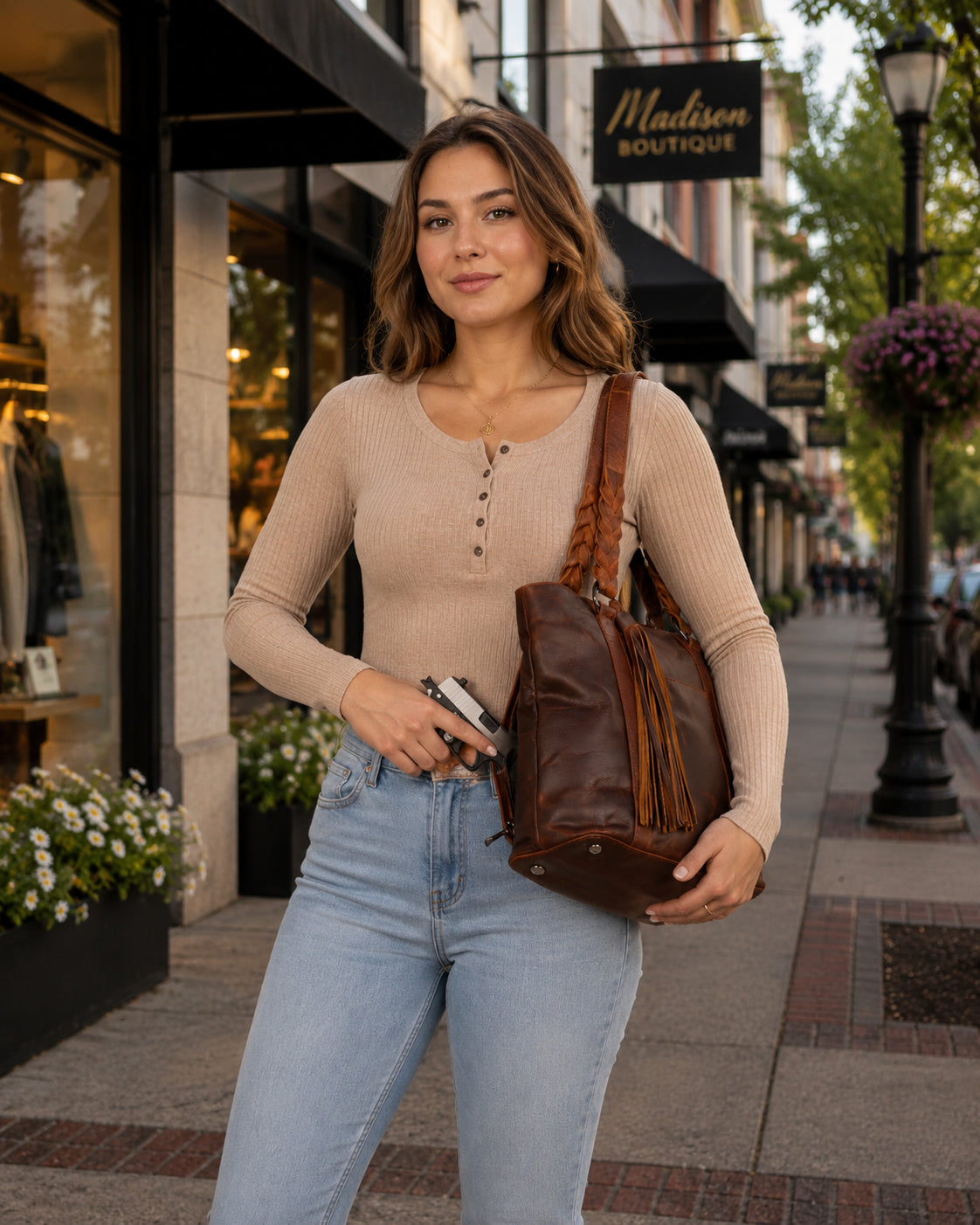 Concealed Carry Bella Leather Tote by Lady Conceal