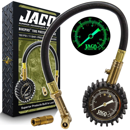 Jaco BikePro™ Presta Tire Pressure Gauge - 160 PSI | Presta & Schrader (Hybrid/Road Bikes)