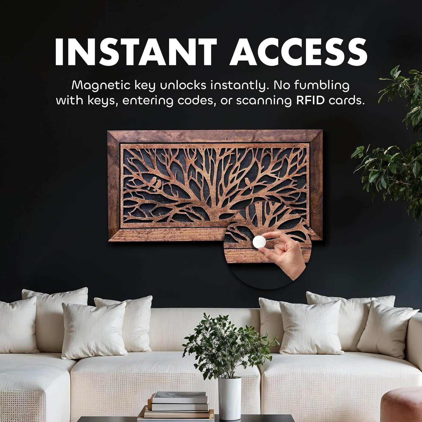 Bellewood Designs - Large Hidden Gun Storage Cabinet Tree of Life Wall Decor - Birds In a Tree Concealed Gun Cabinet