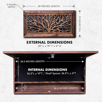 Bellewood Designs - Large Hidden Gun Storage Cabinet Tree of Life Wall Decor - Birds In a Tree Concealed Gun Cabinet