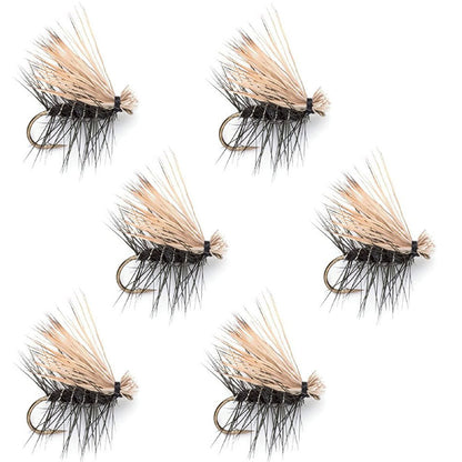 The Fly Fishing Place Black Elk Hair Caddis Classic Trout Dry Fly - Set of 6 Flies Size 10