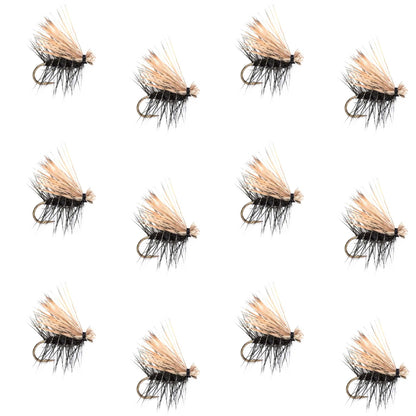 The Fly Fishing Place Black Elk Hair Caddis Classic Trout Dry Fly - 12 Flies Size 16