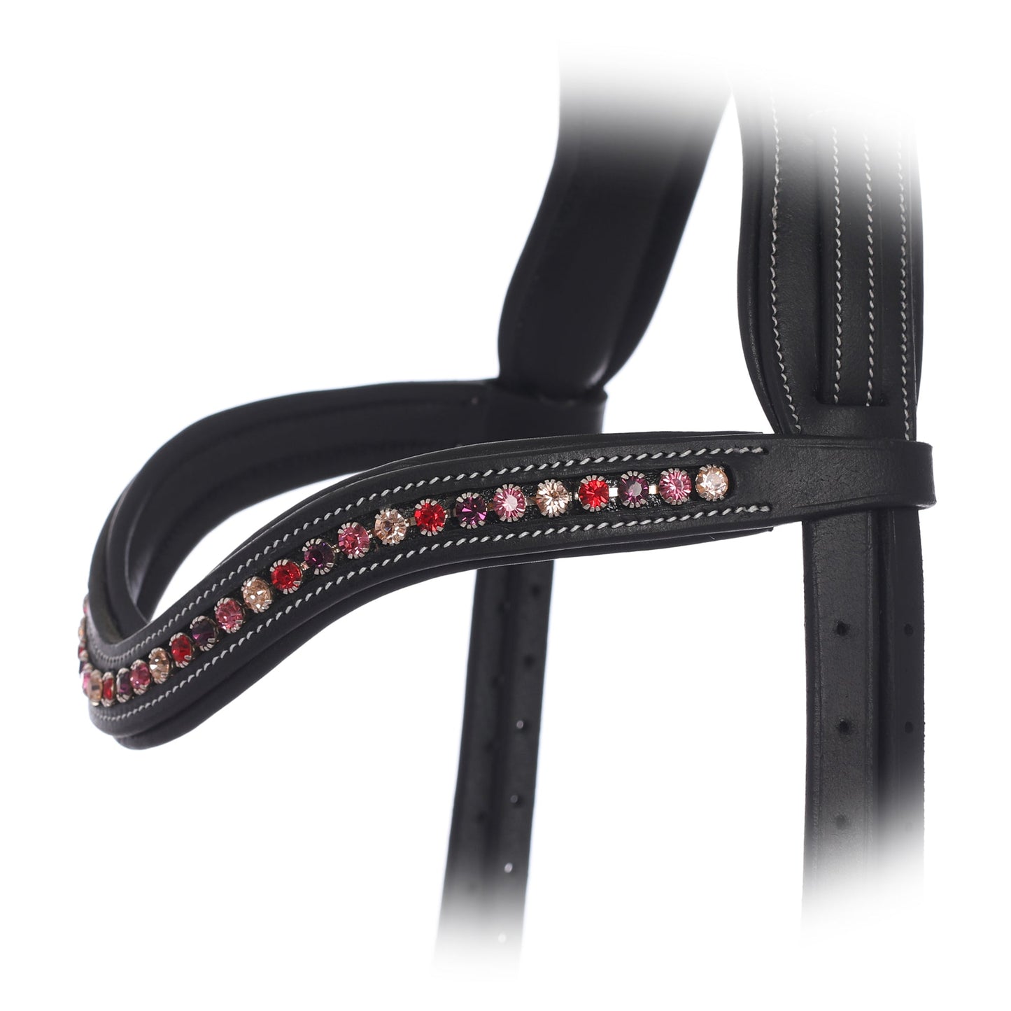 Bridles & Reins ExionPro Elegant Soft Padded Light Peach, Rose, Fuchsia, Light Siam Colored Crystal Browband