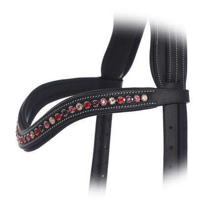 Bridles & Reins ExionPro Elegant Soft Padded Light Peach, Rose, Fuchsia, Light Siam Colored Crystal Browband