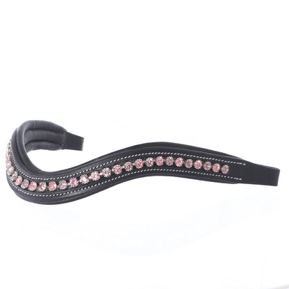 Bridles & Reins ExionPro Elegant Soft Padded Light Rose, Light Amethyst Colored Crystal Browband