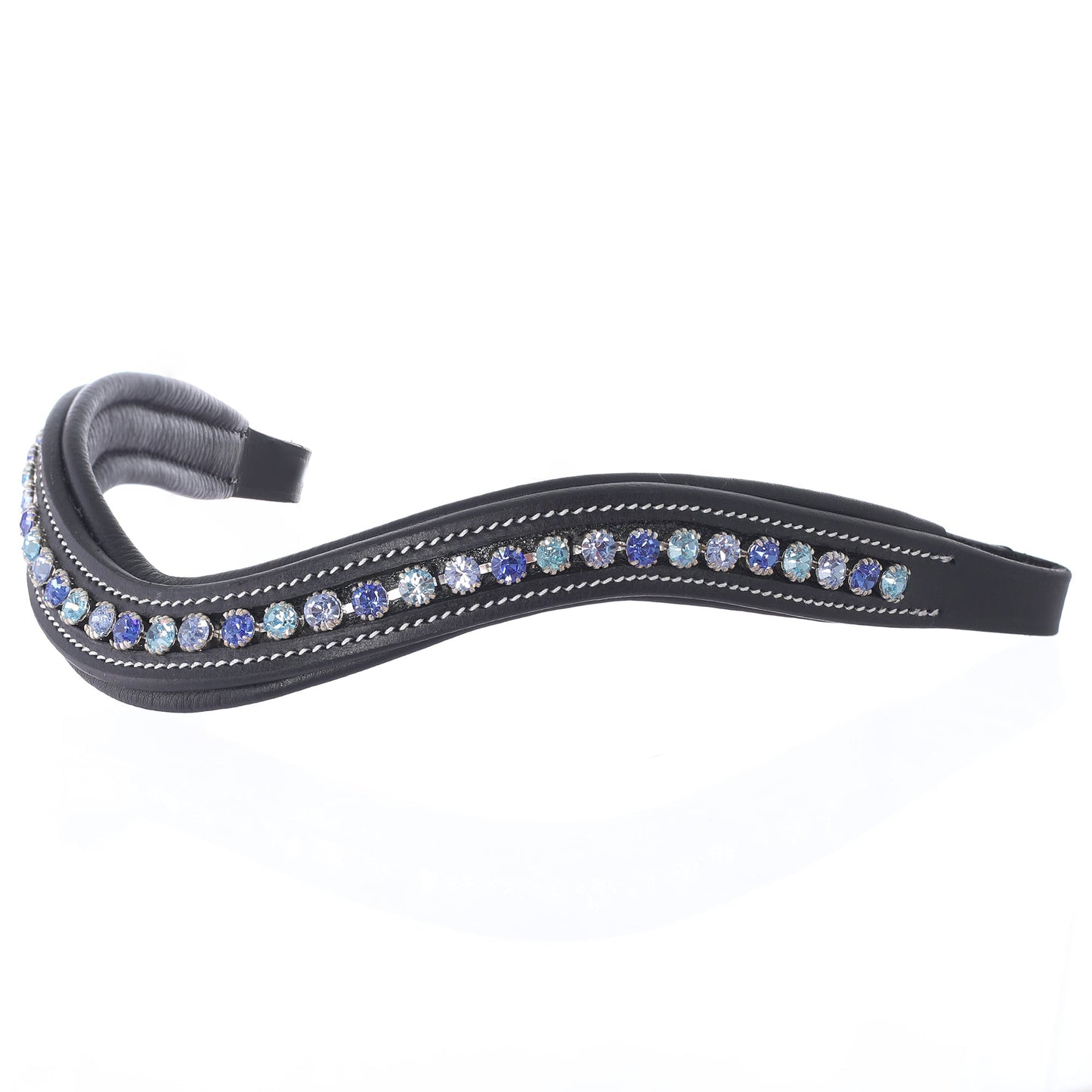 Bridles & Reins ExionPro Elegant Deep Curved Soft Padded Sapphire, Aqua Marine, Light Sapphire Colored Crystal Browband