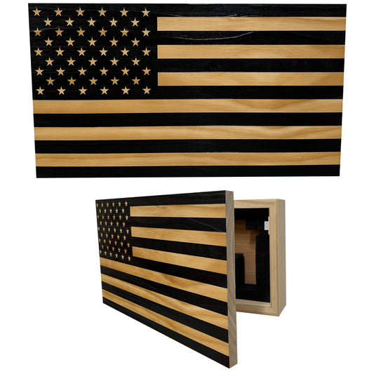 Bellewood Designs - American Flag Decorative & Secure Wall-Mounted Gun Cabinet (Black)