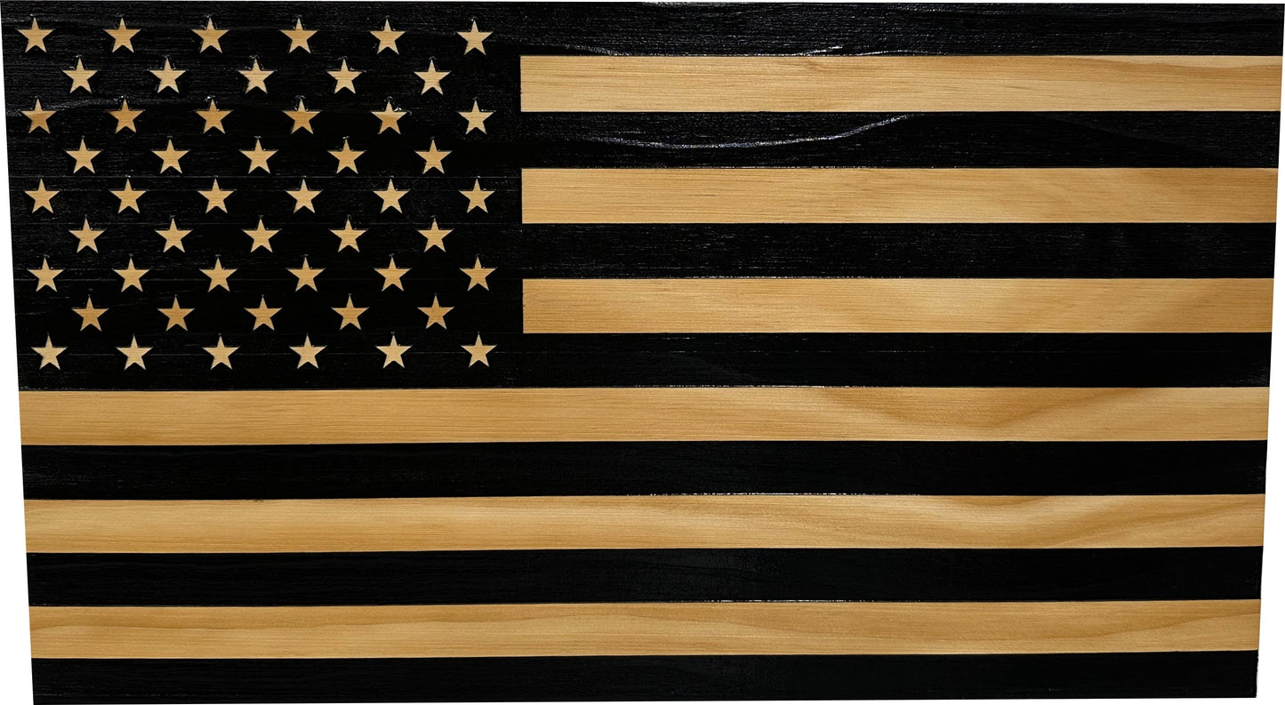 Bellewood Designs - American Flag Decorative & Secure Wall-Mounted Gun Cabinet (Black)