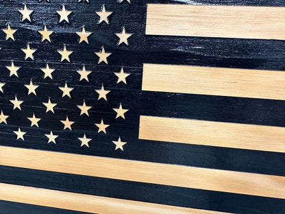 Bellewood Designs - American Flag Decorative & Secure Wall-Mounted Gun Cabinet (Black)