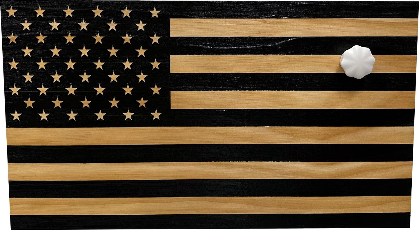 Bellewood Designs - American Flag Decorative & Secure Wall-Mounted Gun Cabinet (Black)