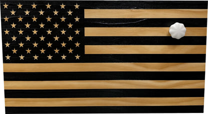 Bellewood Designs - American Flag Decorative & Secure Wall-Mounted Gun Cabinet (Black)