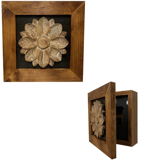 Bellewood Designs - Hidden Gun Cabinet Wall Decor Distressed Flower (Black)