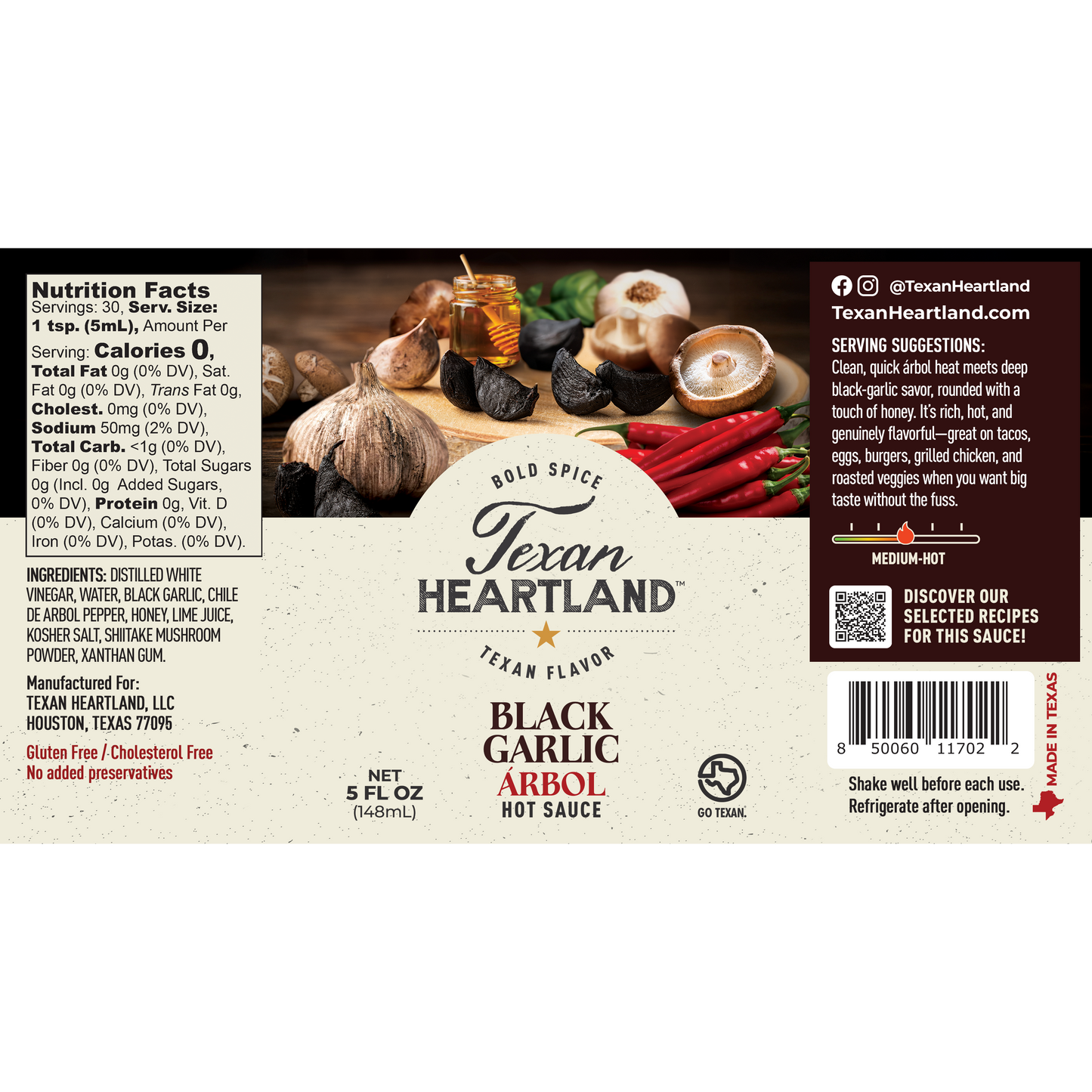 Texan Heartland Black Garlic Arbol Hot Sauce