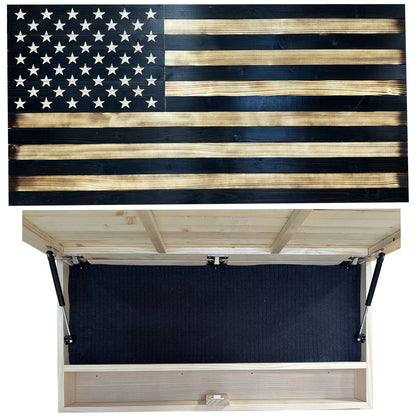 Bellewood Designs - Large American Flag Hidden Gun Storage Cabinet (Black)