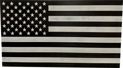 Bellewood Designs - American Flag Decorative & Secure Wall-Mounted Gun Cabinet (Black & White Distressed)
