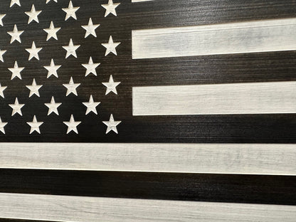 Bellewood Designs - American Flag Decorative & Secure Wall-Mounted Gun Cabinet (Black & White Distressed)