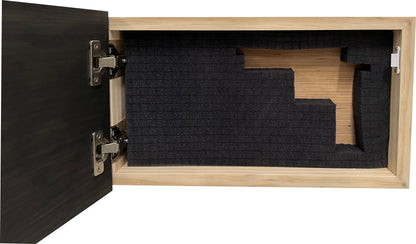 Bellewood Designs - American Flag Decorative & Secure Wall-Mounted Gun Cabinet (Black & White Distressed)