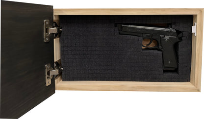 Bellewood Designs - American Flag Decorative & Secure Wall-Mounted Gun Cabinet (Black & White Distressed)