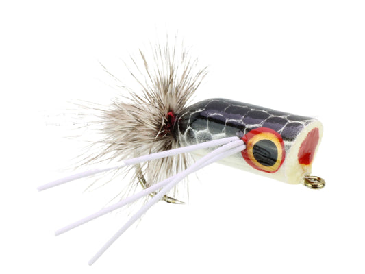 Wild Water Bass Popper, Size 2 | Black and Silver | Qty. 4 | Wild Water Fly Fishing