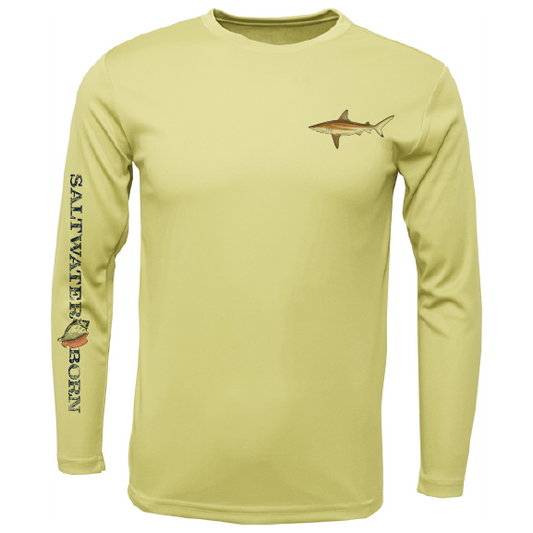 Saltwater Born Blacktip on Chest Long Sleeve UPF 50+ Dry-Fit Shirt