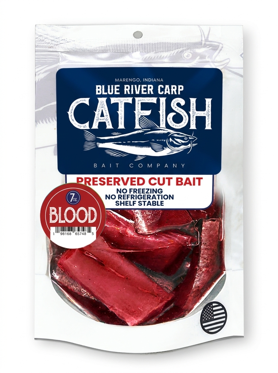 Blue River Carp Preserved Pre-Cut Fish Bait Nuggets, 7oz Package - 7 Scents Available