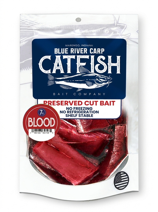 Blue River Carp Preserved Pre-Cut Fish Bait Nuggets, 7oz Package - 7 Scents Available