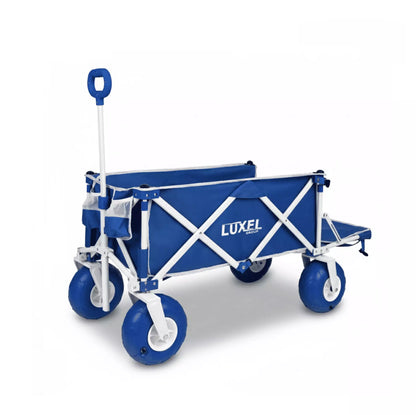 Luxel Carts Beach Wagon Cart with Big Wheels – Foldable Utility Wagon Blue