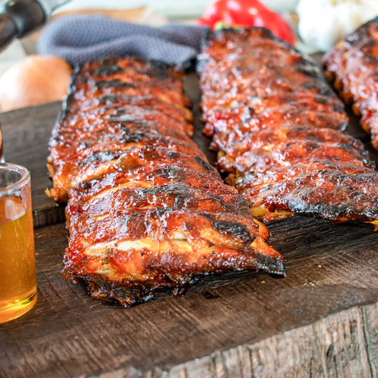 Pig of the Month BBQ *NEW*:  Small Batch Apple Butter Baby Back Ribs – Pasture Raised 2-Rack BBQ Bundle | Gluten Free | 4lbs