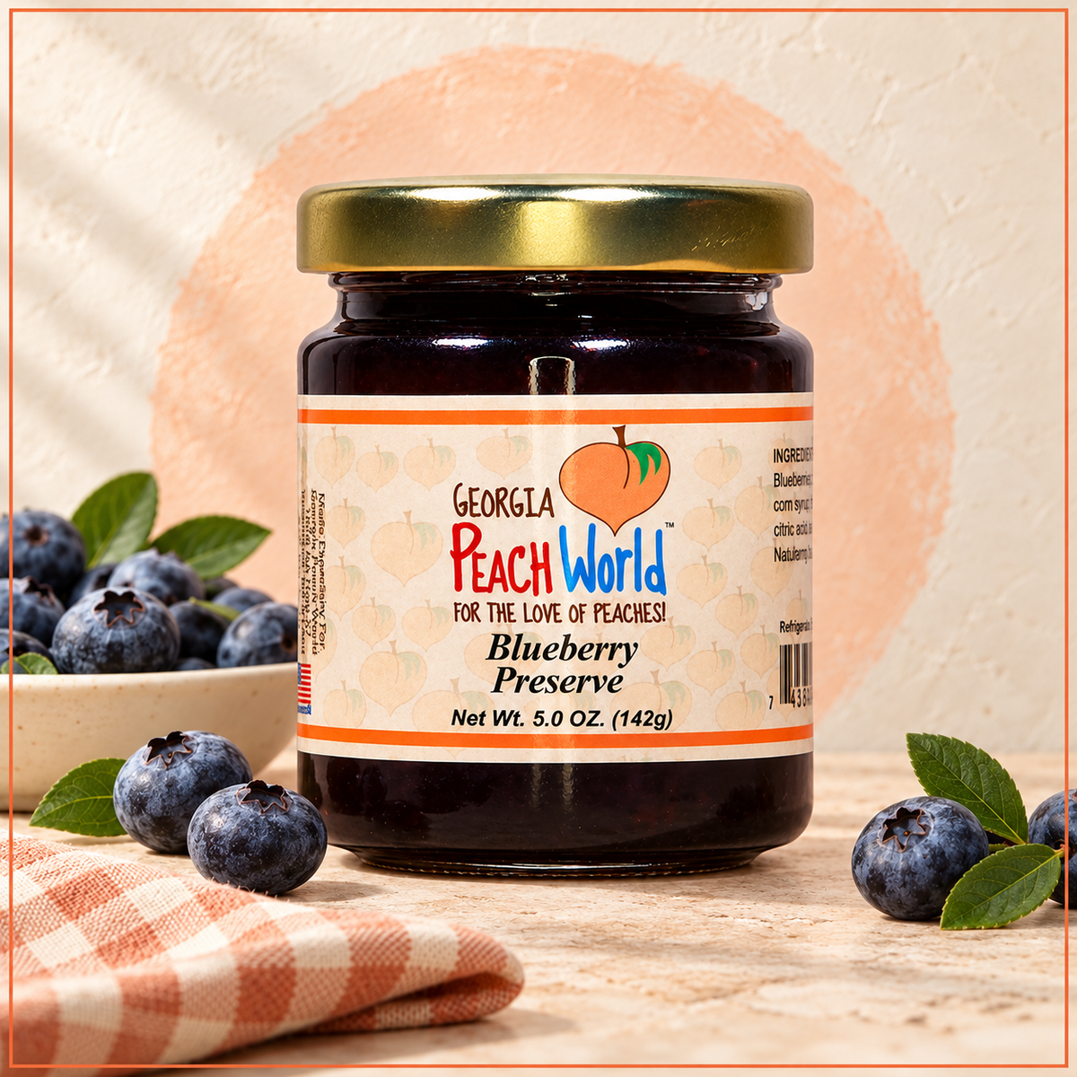 Georgia Peach  Blueberry Preserve 5oz