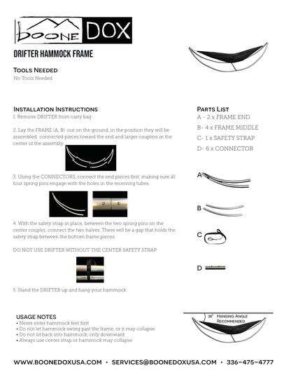 Boonedox Drifter Hammock Frame