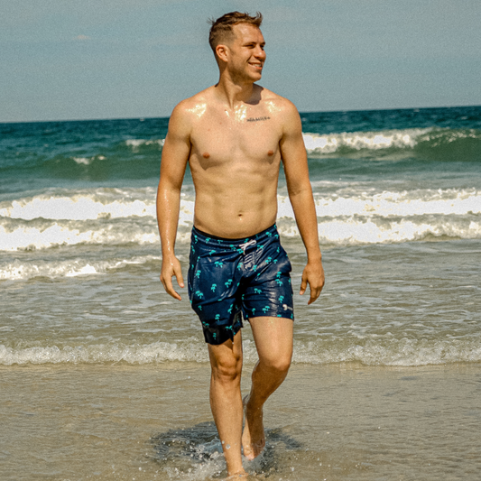 Dry Pocket Tropical Trees - Waterproof Pocket Swim Shorts - Athletic Liner