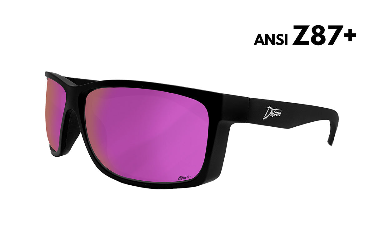 Detour Sunglasses Breach - Matte Black - Pink Polarized ANSI Z87+