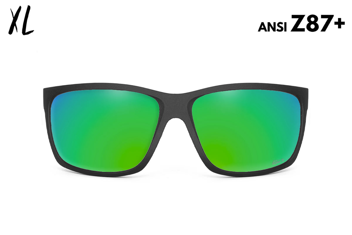 Detour Sunglasses Breach XL - Matte Black - Green Machine Polarized ANSI Z87+