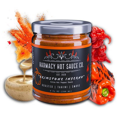 Harmacy Hot Sauce Co. Brimstone Rimshot - Extra Hot Tahini & Roasted Red Pepper Sauce (9oz)