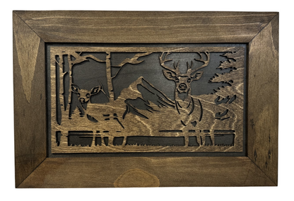Bellewood Designs - Buck and Doe in The Woods Gun Concealment Furniture - Handcrafted Hidden Gun Storage Wall Decor - Hidden Gun Shelf with Magnetic Lock for Quick Access