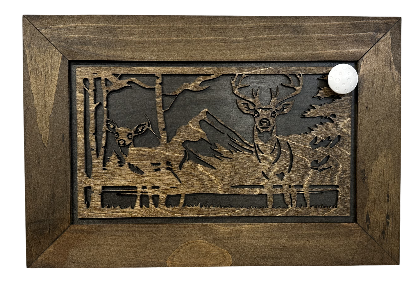Bellewood Designs - Buck and Doe in The Woods Gun Concealment Furniture - Handcrafted Hidden Gun Storage Wall Decor - Hidden Gun Shelf with Magnetic Lock for Quick Access