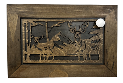 Bellewood Designs - Buck and Doe in The Woods Gun Concealment Furniture - Handcrafted Hidden Gun Storage Wall Decor - Hidden Gun Shelf with Magnetic Lock for Quick Access