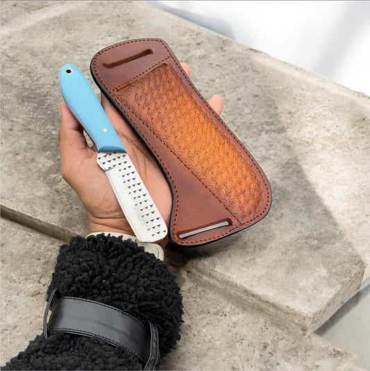 Texan Knives Bull Cutter Cowboy Knife – Durable Blade with Leather Case for Outdoor Adventures