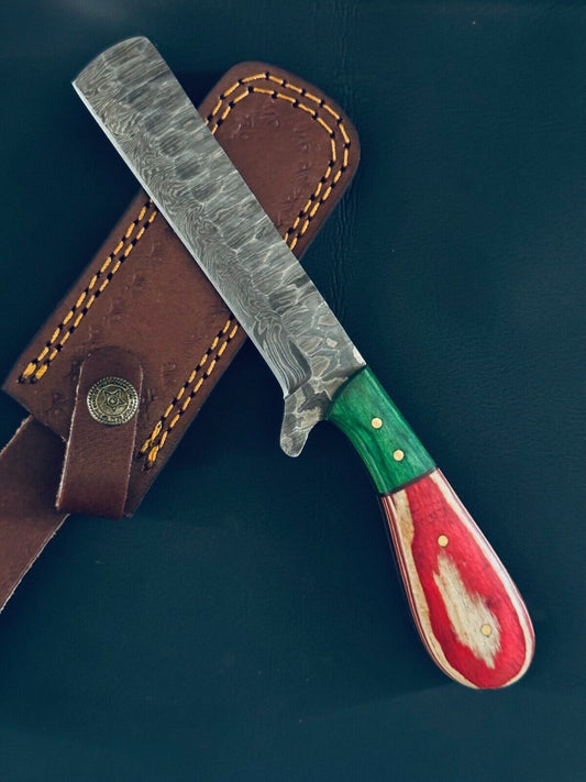 Texan Knives Bull Cutter Handmade Damascus Steel Knife with Pakkawood Handle