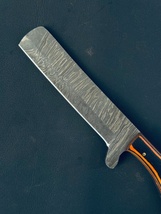 Texan Knives Bull Cutter Knife | Handmade Damascus Steel Blade with Pakkawood Handl