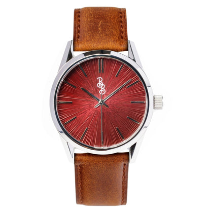 Beyond Boring Watch Co. Burgundy Sunburst Watch